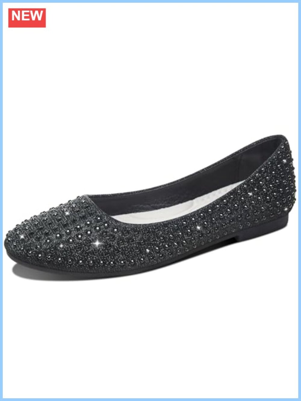 Rhinestone Ballet Flats Round Toe Slip On Comfortable Wedding Party Dress Shoes